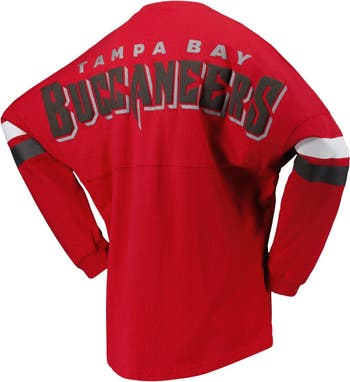 Women's Fanatics Branded Red Tampa Bay Buccaneers Spirit Jersey Lace-Up  V-Neck Long Sleeve T-Shirt