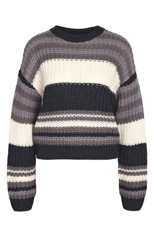 Shop Noisy May Charlie Chunky Crewneck Sweater In Obsidian Stripes Hig