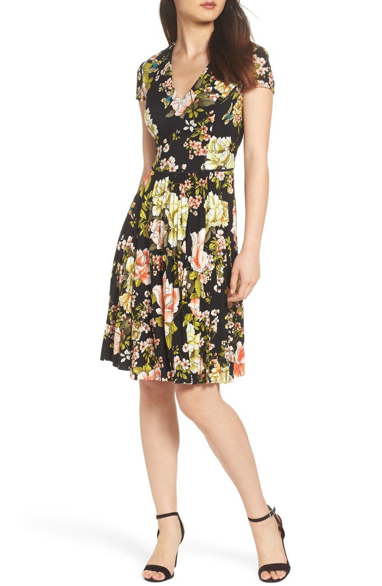 Maggy London Floral Print Pleat Skirt Dress | Nordstrom