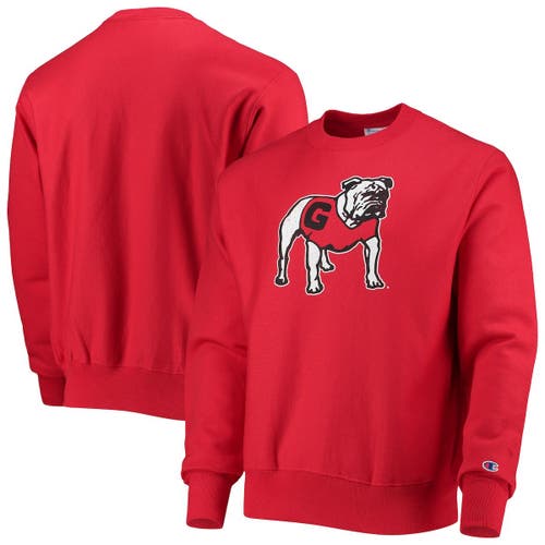 Men's Champion Red Georgia Bulldogs Vault Logo Reverse Weave Pullover Sweatshirt