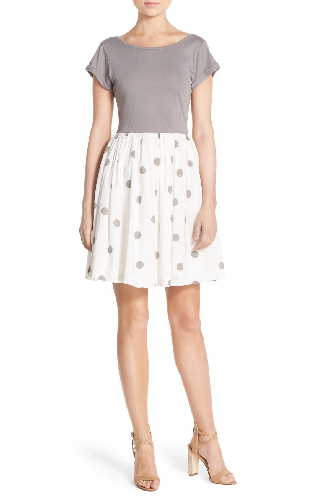 French Connection 'Galaxy' Polka Dot Cotton Fit & Flare