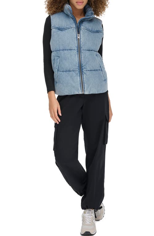 Shop Levi's Arcuate Denim Puffer Vest In Light Wash