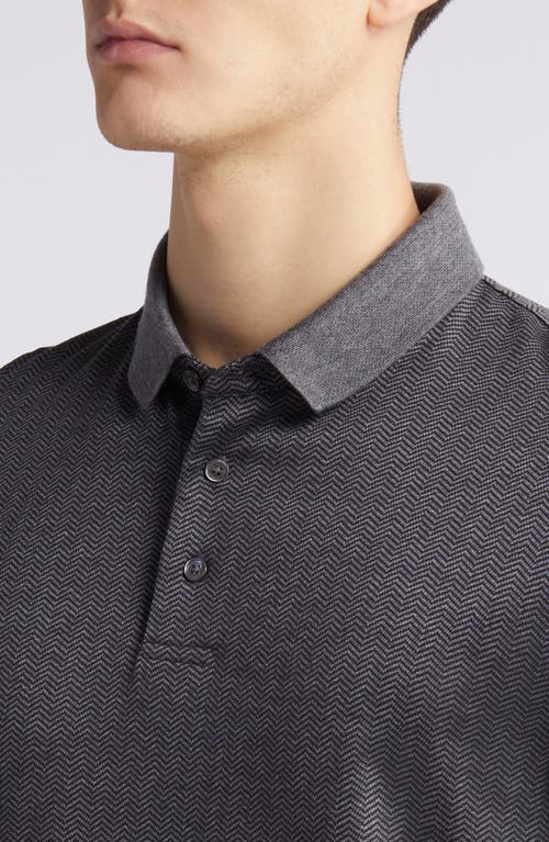 Shop Emporio Armani Herringbone Cotton Polo In Navy