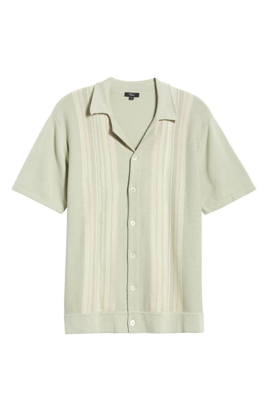 Shop Rails Silas Stripe Cotton Knit Camp Shirt In Sage Iridescent Multi