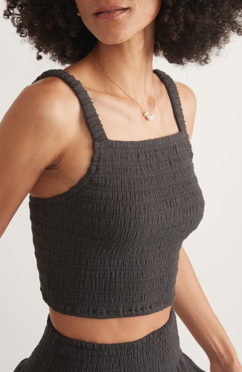 Shop Marine Layer Selene Smocked Crop Camisole In Black