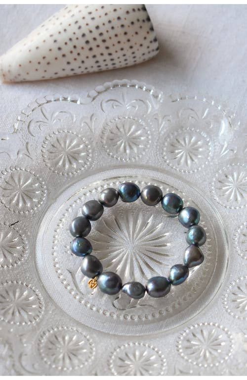 Shop Ki-ele Jennifer Baroque Tahitian Pearl Stretch Bracelet In Pearl/golddnu