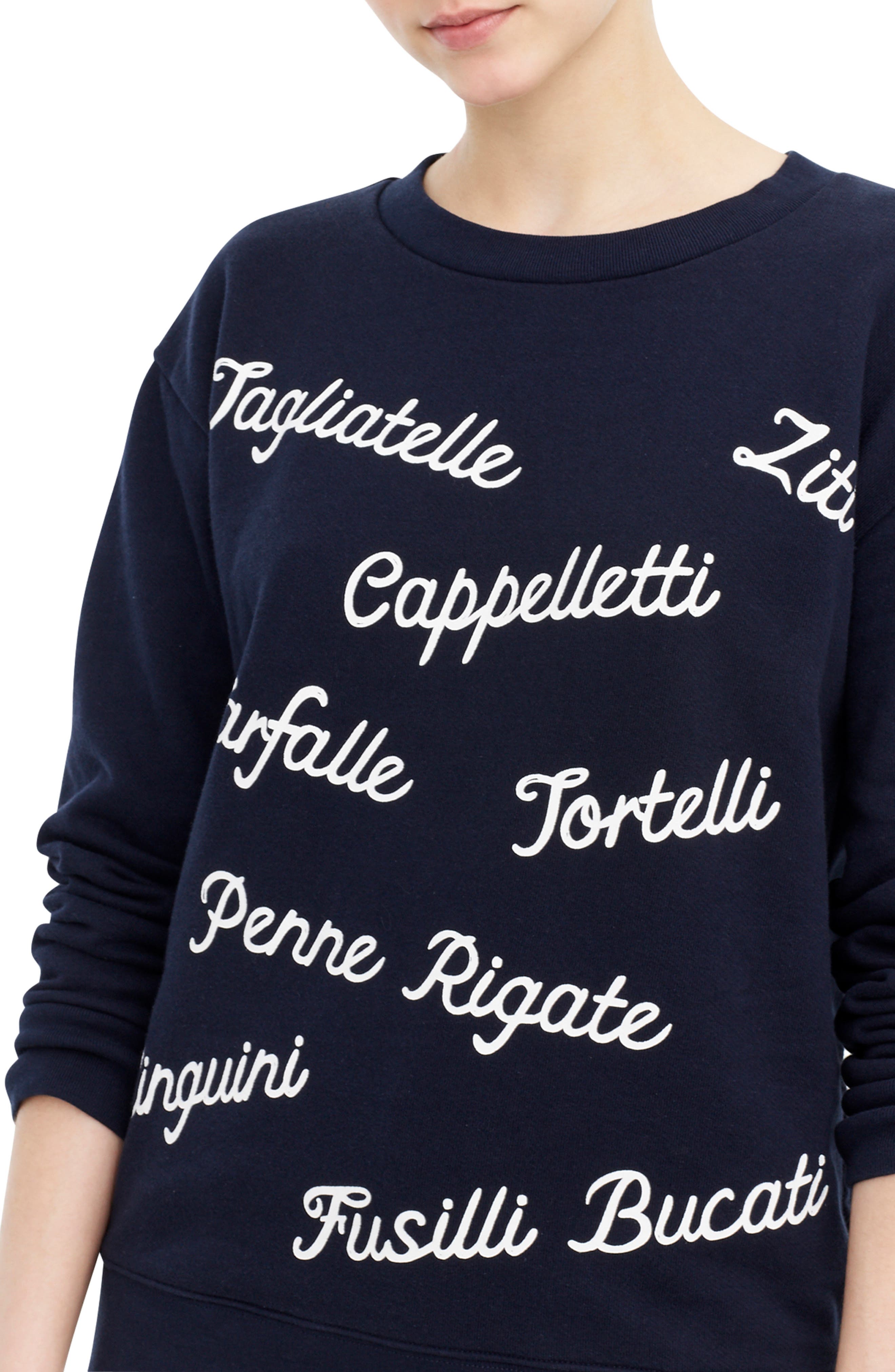 j crew pasta sweatshirt