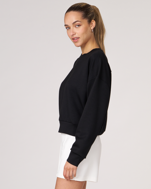 Shop Rebody Active Essential Scuba Crewneck Sweatshirt In Black