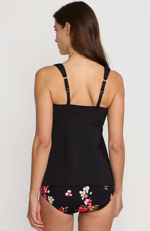 Lands' End Adjustable Scoop Neck Flutter Tankini Top In Black