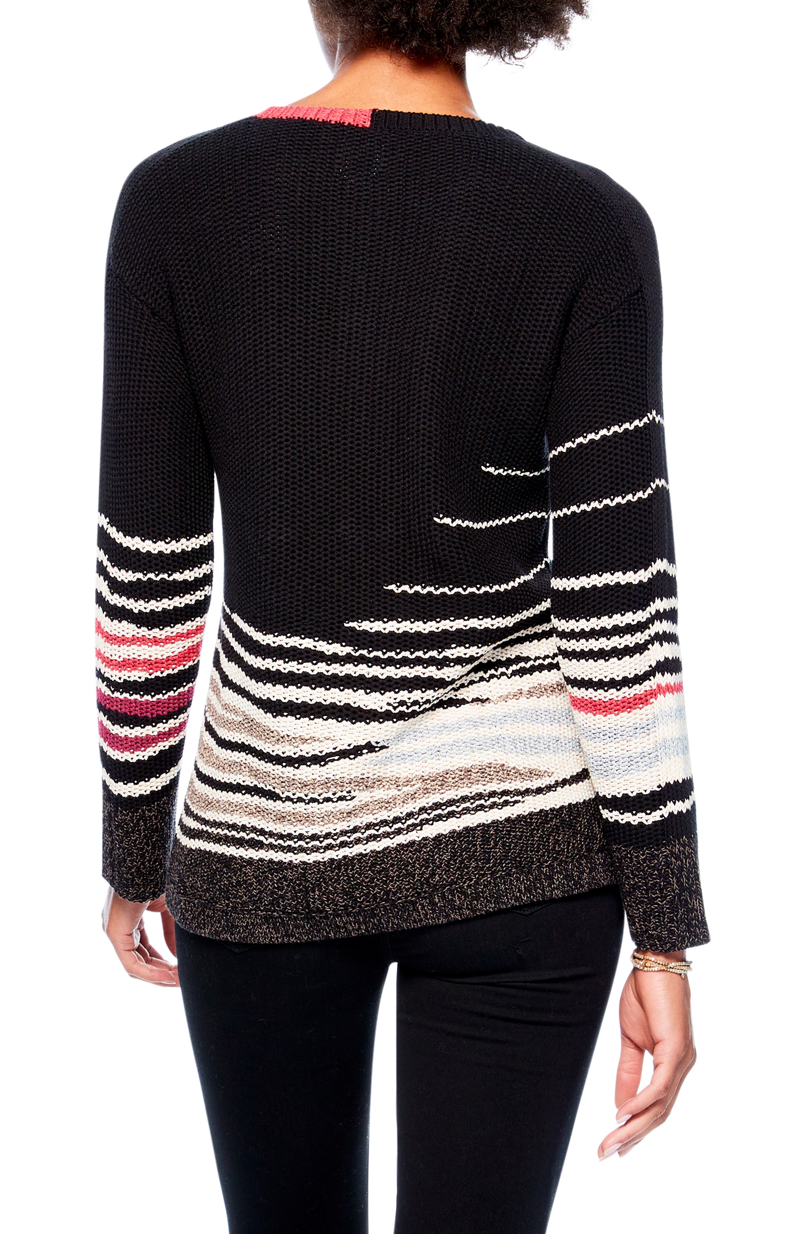 stripe textured crewneck sweater