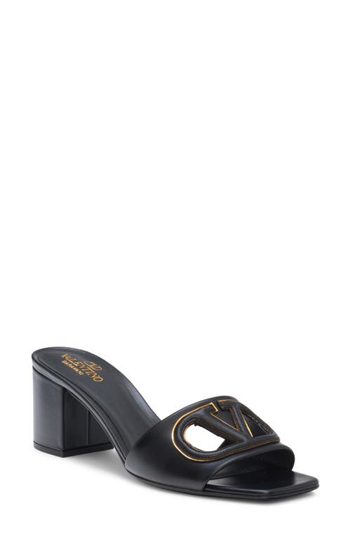 Valentino Garavani Vlogo Cutout Slide Sandal In Nero/antique Brass