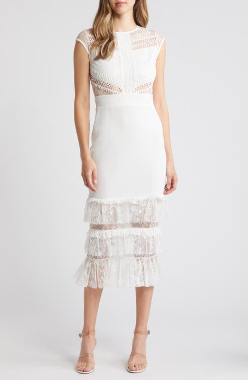 bebe Tiered Lace Midi Dress at Nordstrom,