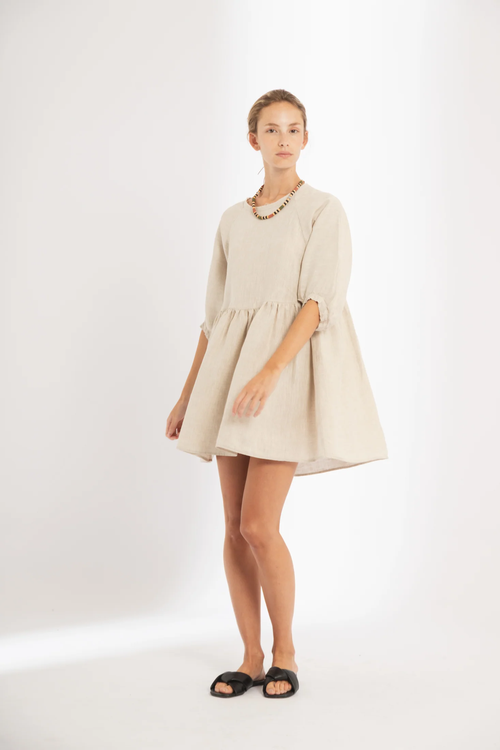 Lanhtropy Alcala Linen Dress In Natural