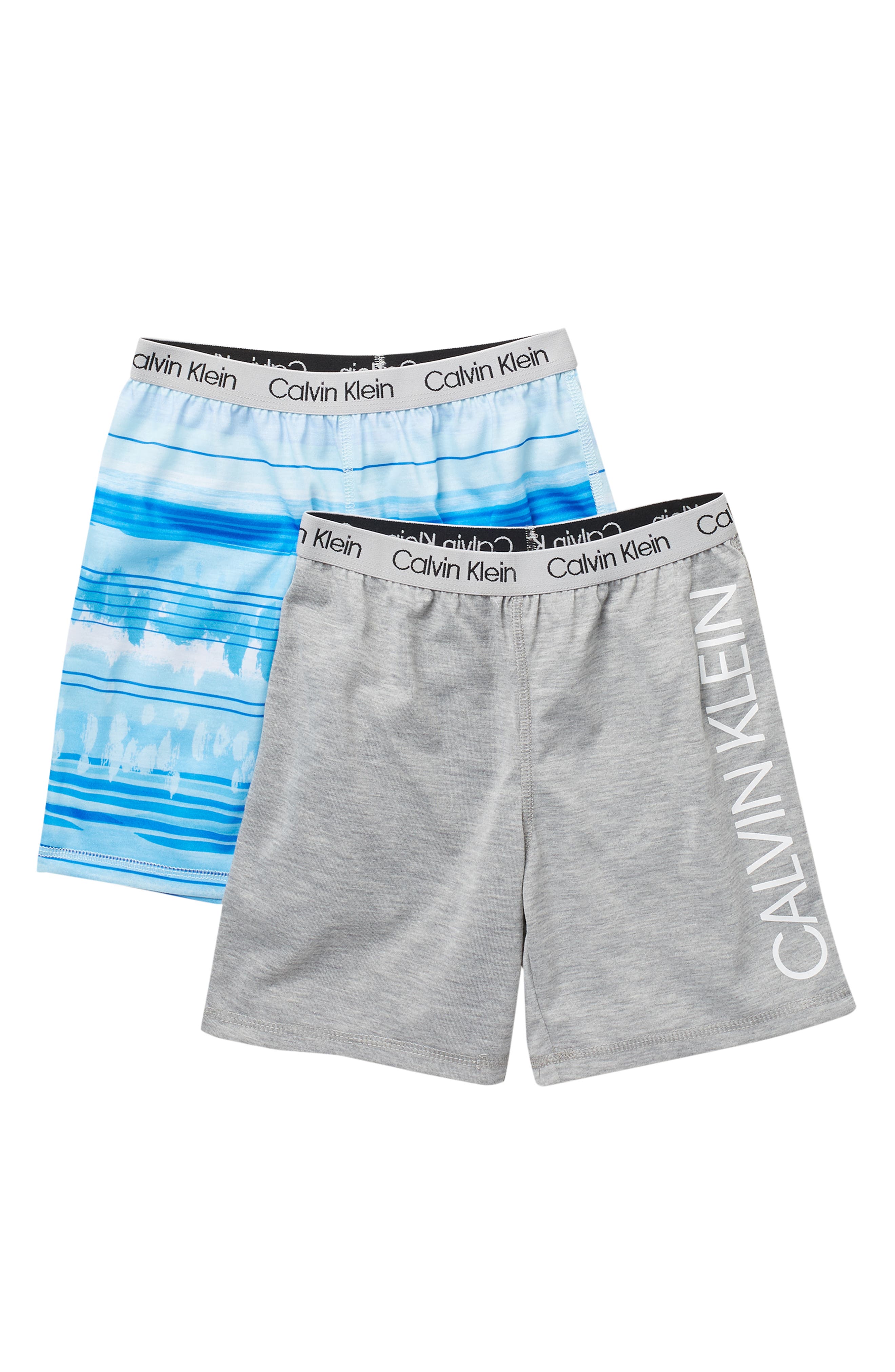 Calvin Klein Kids' Logo Branded Shorts In Light/pastel Blue