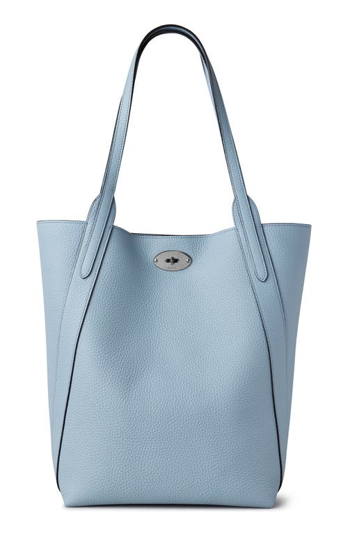 Shop Mulberry Bayswater Heavy Grain Leather North/south Tote In Poplin Blue