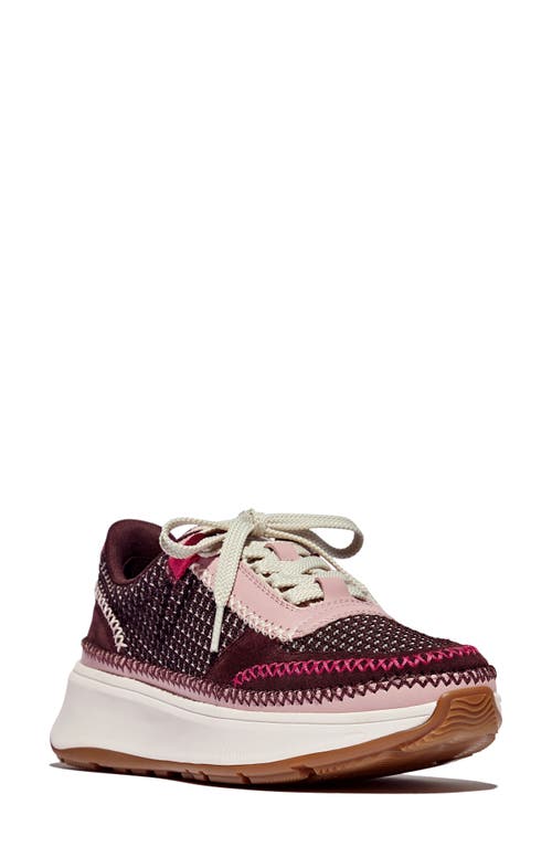 Fitflop F-mode Knit Panel Platform Sneaker In Deep Maroon Mix