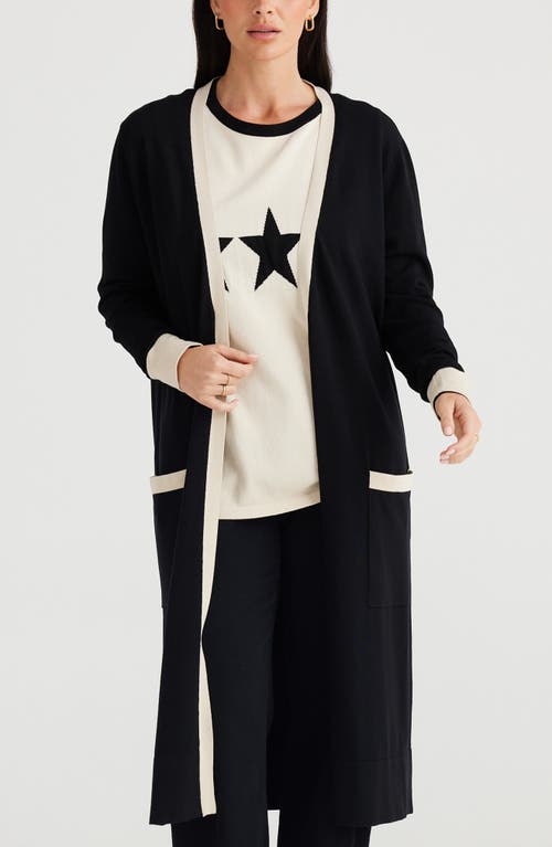 Shop Brave + True Brave+true St. Moritz Tipped Duster Cardigan In Black