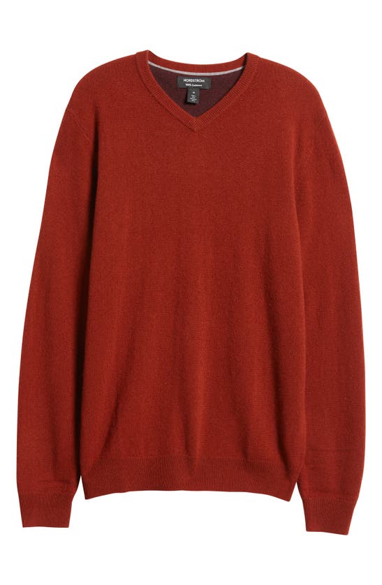 Nordstrom V-neck Cashmere Sweater In Rust Cherry