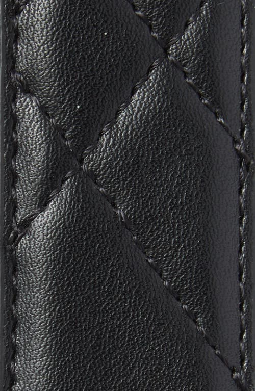 Kurt Geiger London 30mm Quilted Leather Belt In Black/shiny Powder Coat Black