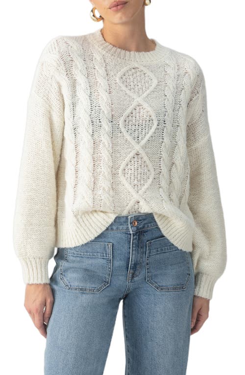 Shop Sanctuary Cozy Cable Stitch Crewneck Sweater In Chalk