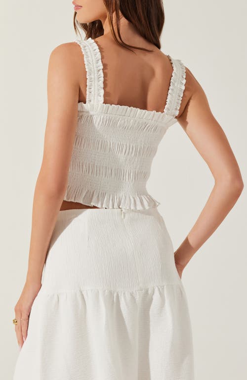 Shop Astr The Label Shirred Cotton Camisole In White