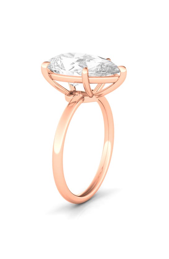 Hautecarat Pear Cut Lab Created Diamond Ring In 18k Rose Gold