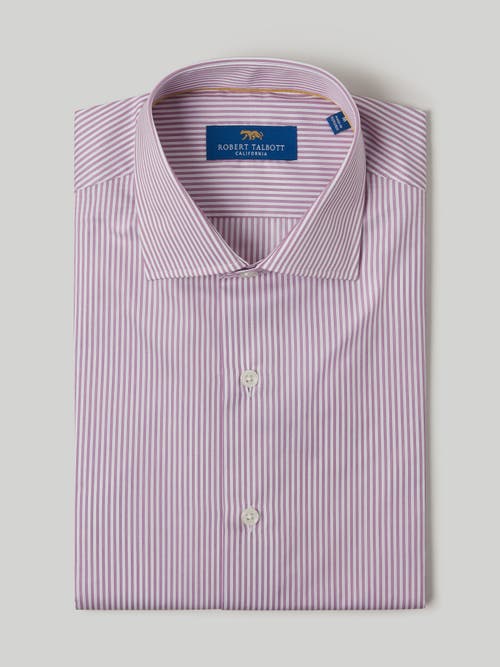 Shop Robert Talbott Reynolds Twill Bengal Dress Shirt In Purple/white