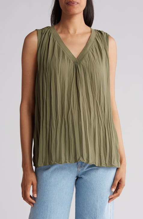 Crinkle Pleated Sleeveless Top