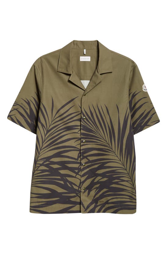 Moncler Tropical Fern Print Short-sleeved Shirt In Olive Print