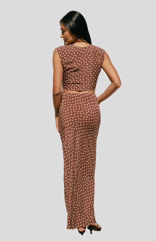 Whimsy + Row Valentina Top In Brown Polka Dot