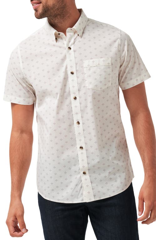 Shop Travismathew On Point Short Sleeve Stretch Button-up Shirt In Vanilla Ice