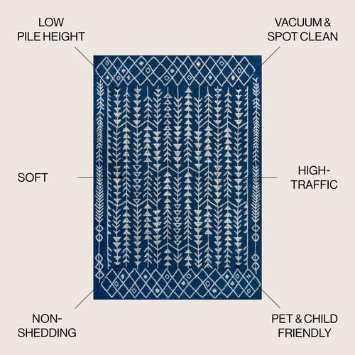 Jonathan Y Ziri Moroccan Geometric Area Rug In Navy/cream