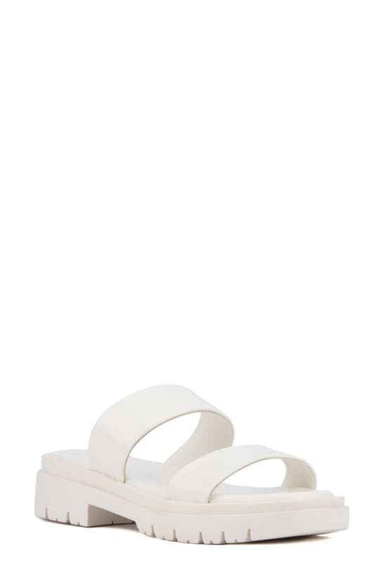 Olivia Miller Tempting Platform Slide Sandal In White