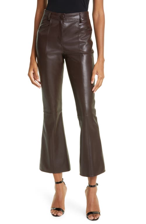 Hellena Faux Leather Kick Flare Pants in Chocolate