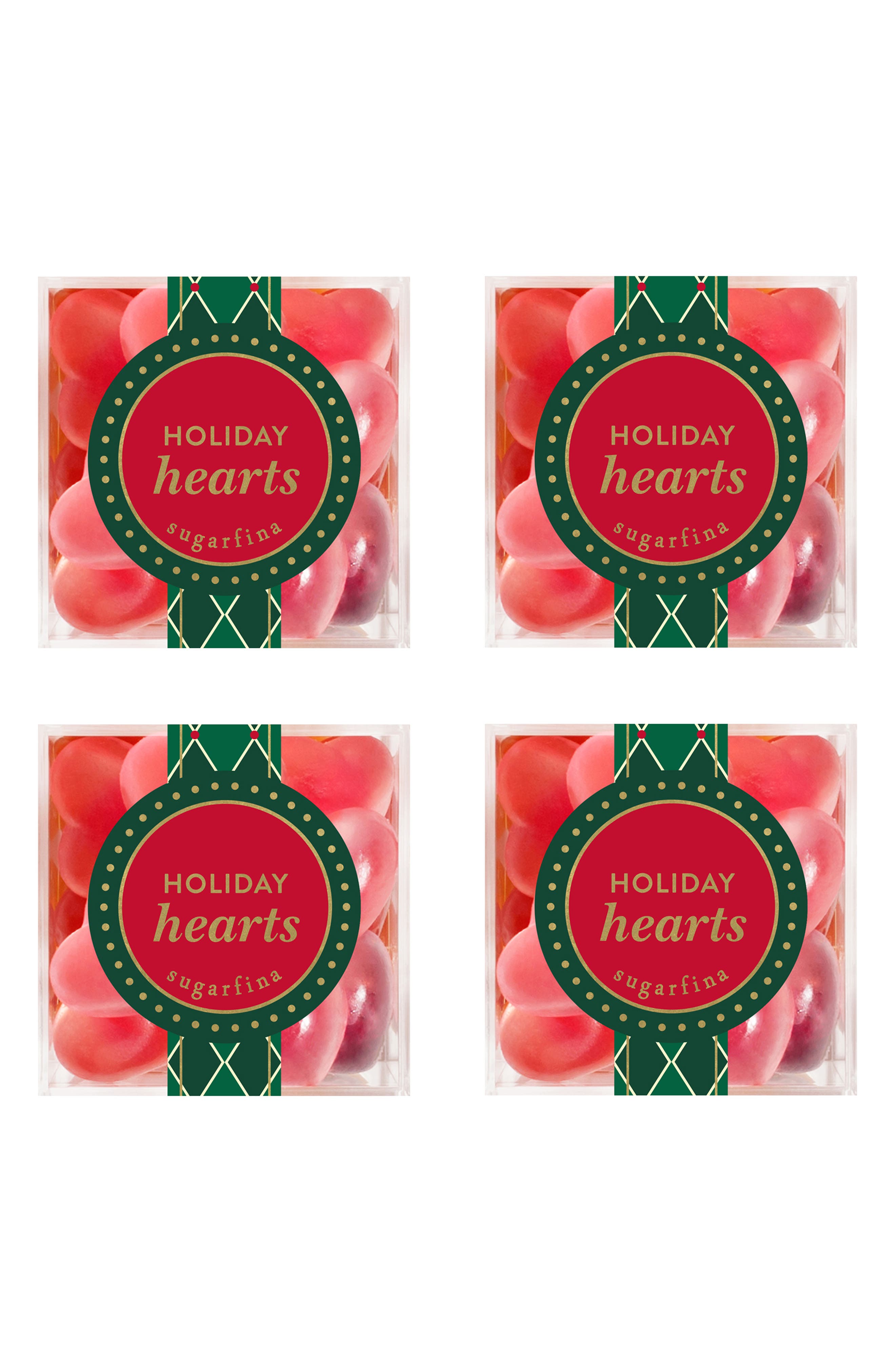 sugarfina Holiday Hearts Set of 4 Candy Cubes 