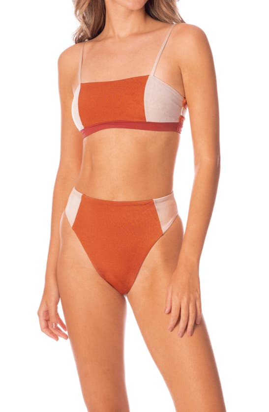 Shop Maaji Chai Latte Chestnuts Storm Reversible Bikini Top In Orange