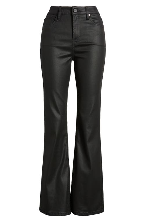 Hidden Jeans Coated High Waist Flare Jeans In Black