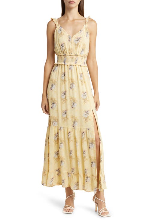 Pacifica Floral Print Smocked Silk Sundress