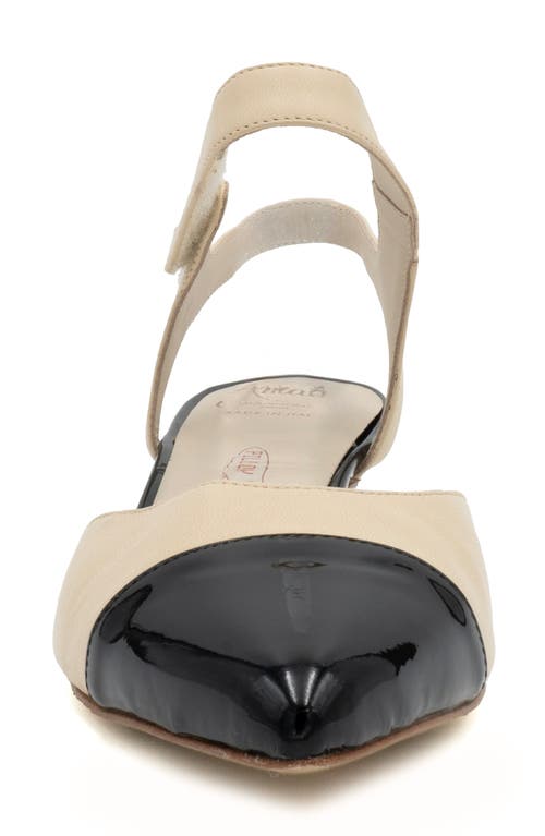 Amalfi By Rangoni Aosta Ankle Strap Pointed Cap Toe Pump In New Sand Parm/black Patent