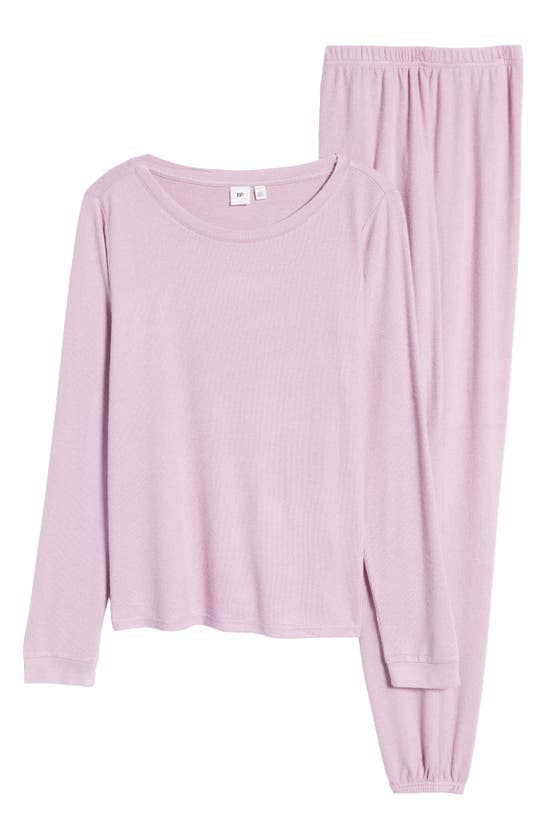 Bp. Print Brushed Knit Pajamas In Purple Herb Marl