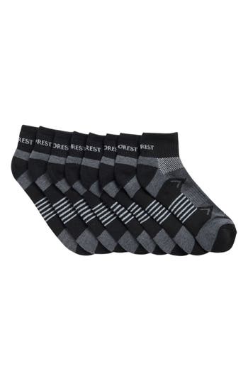 Shop Rainforest 8-pack Half Cushioned Quarter Socks In Black/charcoal/white Multi