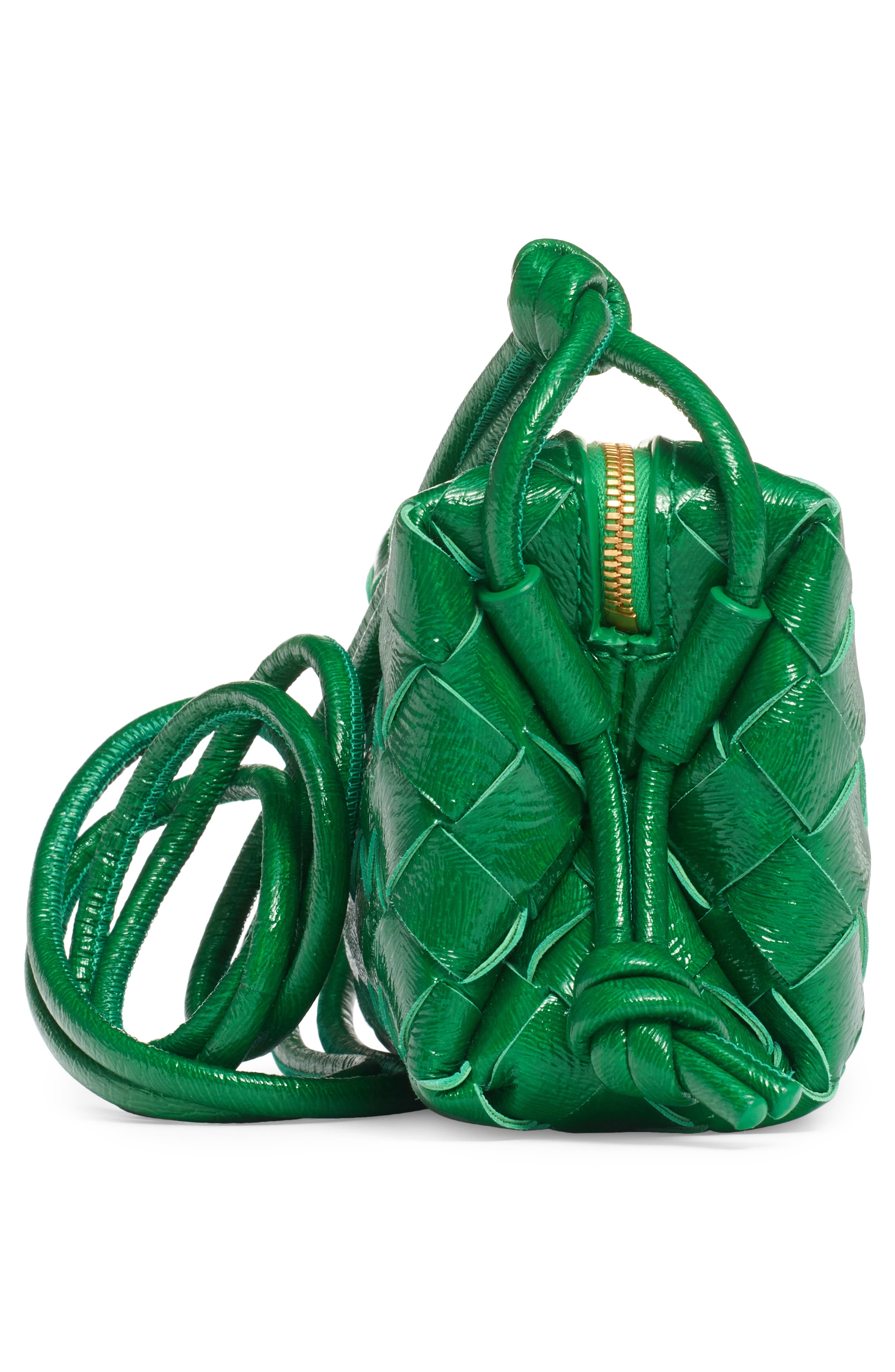 Bottega Veneta Green Mini Loop Camera Bag In 3722 Parakeet Gold