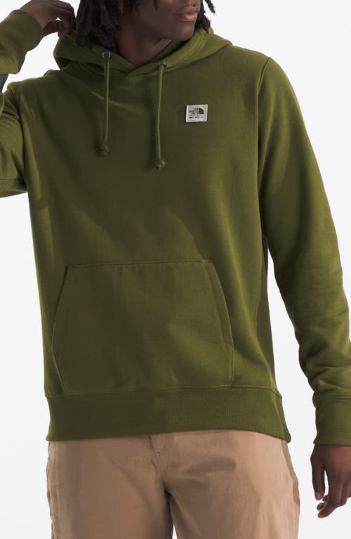 Shop The North Face Heritage Patch Recycled Cotton Blend Hoodie In Forest Olive/heritage Patch