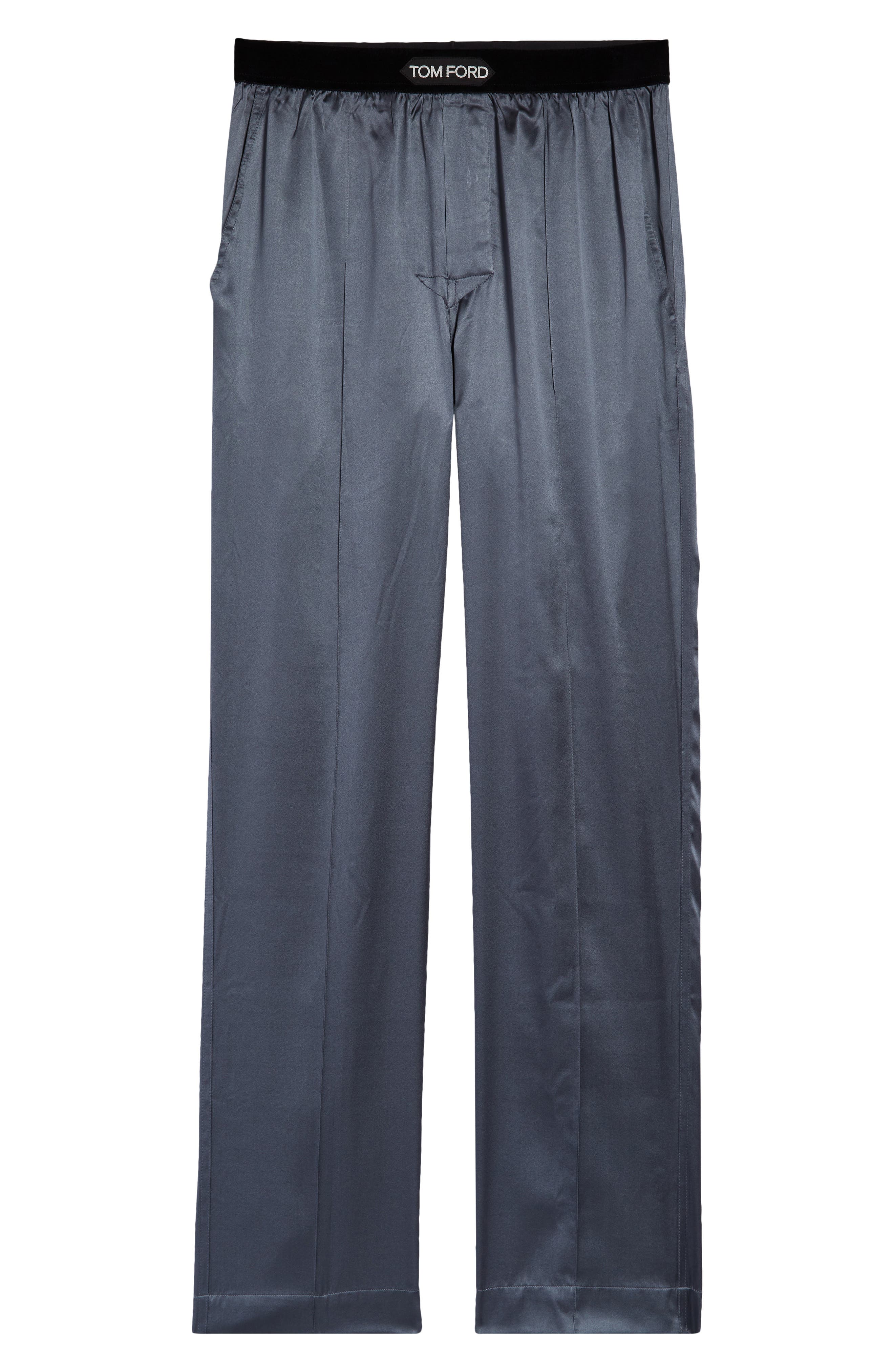 Tom Ford Stretch Silk Pajama Pants in Dark Grey at Nordstrom, Size Small