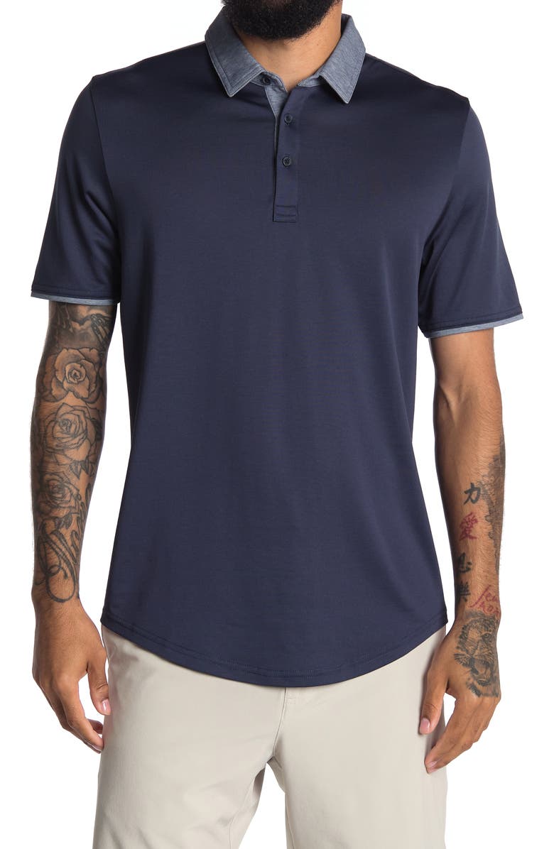 TRAVISMATHEW The Scoop Short Sleeve Polo, Main, color, BLUE NIGHTS