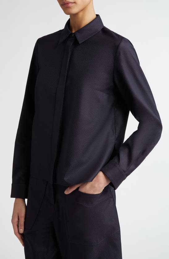 Shop Partow Lara Cotton Jacquard Crop Button-up Shirt In Black
