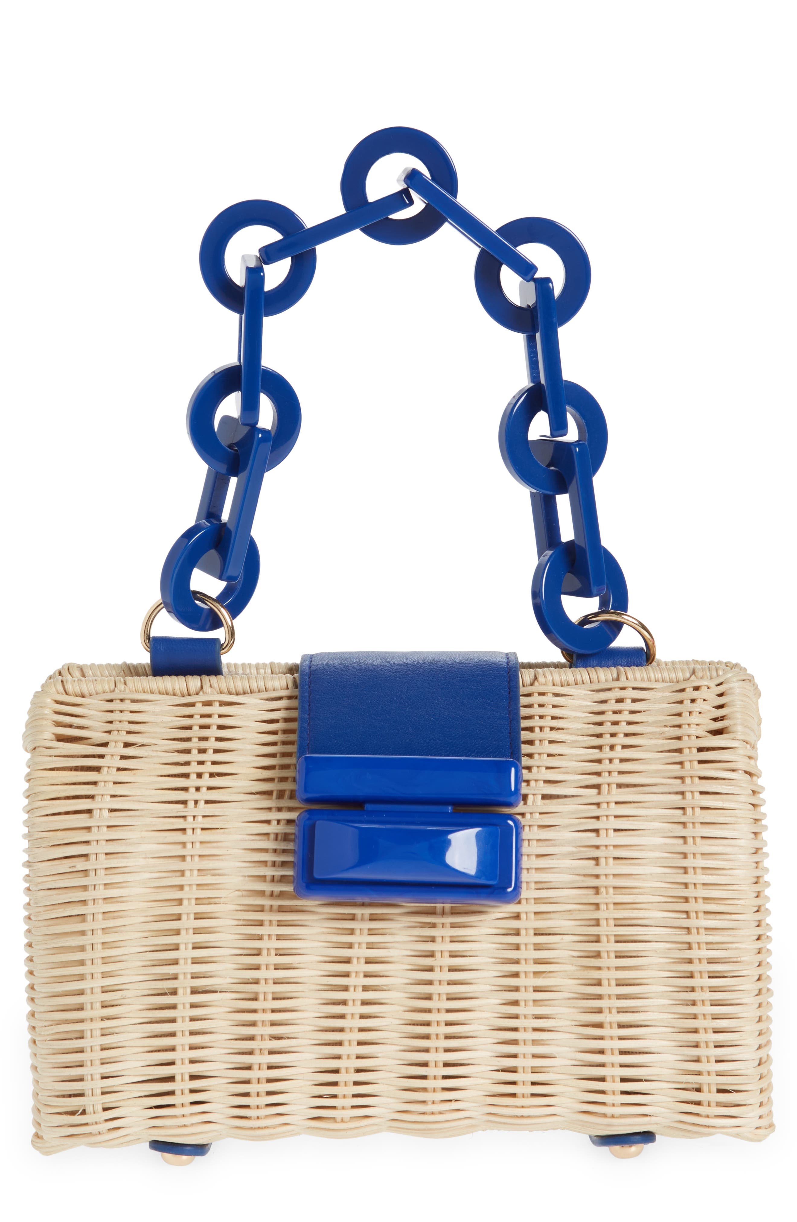 Purse/ Rattan and Wood Top Handle Bag/Vintage Cherry Straw Handbag