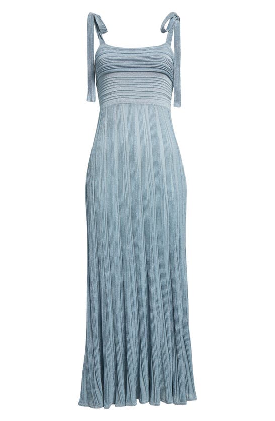 Shop Zimmermann Waverly Metallic Shoulder Tie Sweater Dress In Blue