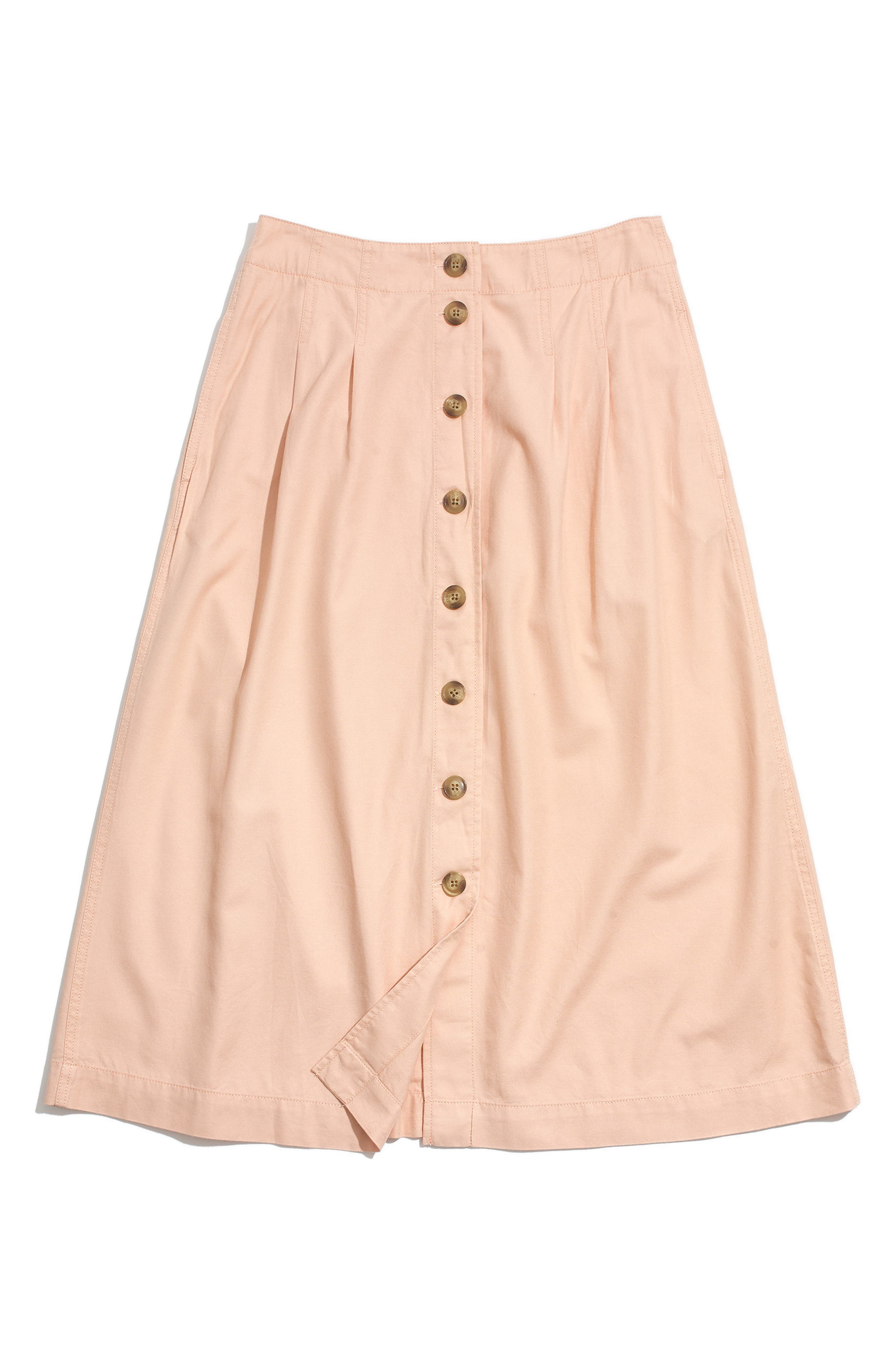 Madewell Patio Button Front Midi Skirt, Orange