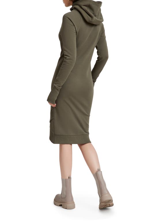 Marcella Walker Long Sleeve Hooded Sweatshirt Dress In Olive